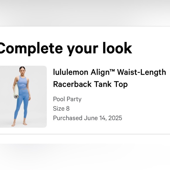 lululemon Align Waist Length Racerback Tank Top 8 Pool Party Blue Like New - Picture 8 of 8